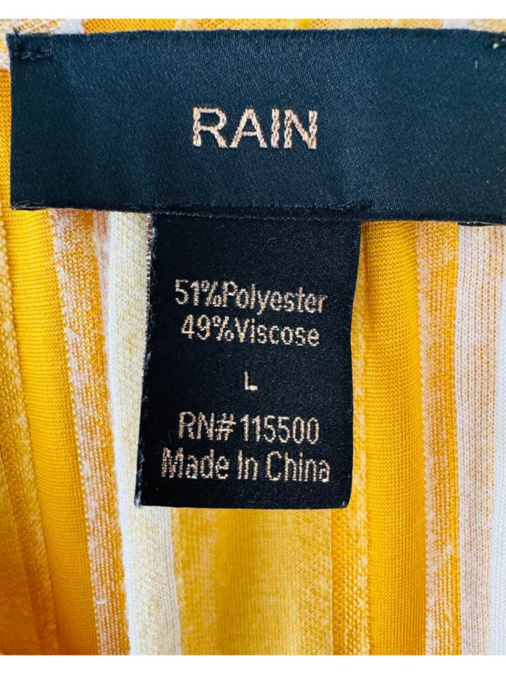 Rain Yellow White Stripe Tie Front Blouse Puff Sleeve Lightweight Top Size Large - Picture 8 of 8